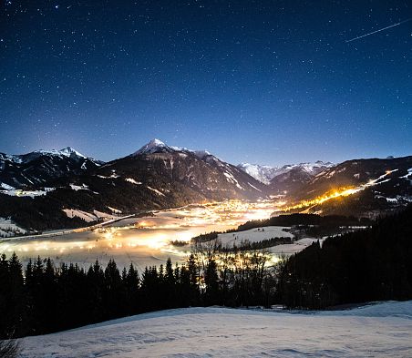 Abendstimmung über Flachau von Reitdorf aus fotografiert