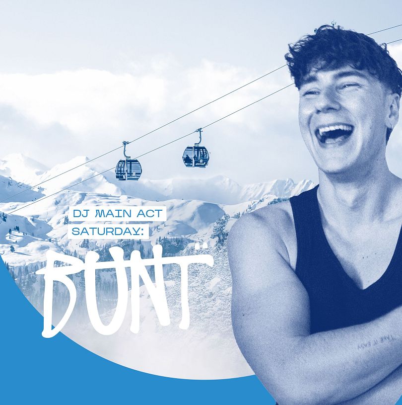 Auf diesem Bild ist BUNT. als Main Act vom Samstags Lineup beim SNOW FESTIVAL Flachau abgebildet. Es werden auch noch weitere DJs an diesem Tag auftreten, welche noch bekannt gegeben werden.