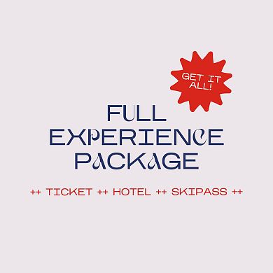 Bild zur Bewerbung unseres Full Experience Packages im Zuge des SNOW FESTIVAL Flachau 2026. Im Package sind Unterkunft + Weekendpass + Skiticket inkludiert.